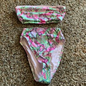 High waisted snake print pink and green bikini!